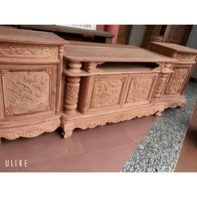 Kệ tivi cột nho gỗ hương đá. Hàng mộc và phun hoàn hiện