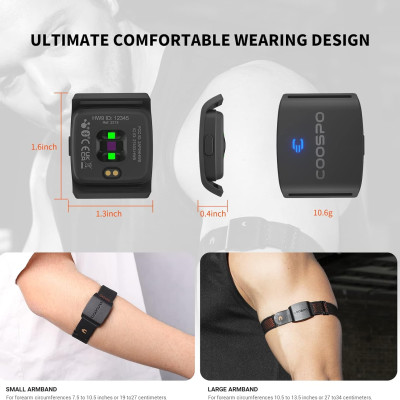 Cảm Biến Nhịp Tim Đeo Tay Cho VĐV Chuyên Nghiệp Coospo HW9 Calories HRM ANT+ BLE5.0 IPX67 Tương Thích Garmin Bryton IGPSPORT