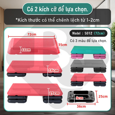 BG Bục dậm nhảy, aerobic, tập gym tại nhà AEROBIC STEP 72cm  giảmcân hiệu quả có thể điều chỉnh độ cao tập thể dục,