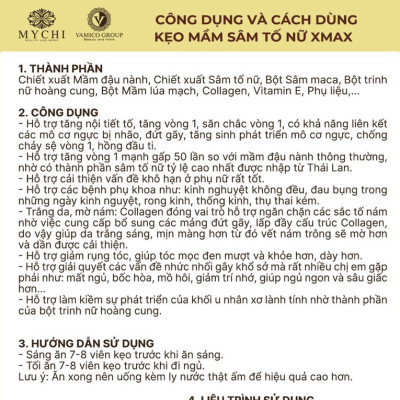 5h Kẹo mầm sâm tố nữ Xmax Mychi và Kem nở ngực siêu tốc Mychi Massage Cream