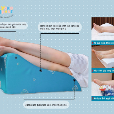 Gối kê chân chống giãn tĩnh mạch YOROKOBI cao 28cm dành cho người đau nhức chân, tiểu đường, tê bì, vọp bẻ, kiến bò, mẹ bầu phù chân tích nước - hàng thương hiệu- MÀU NÂU HOÀNG GIA
