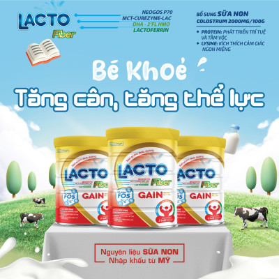 Sữa Tăng cân Lacto Fiber Gain 900g ( Trên 2 tuổi)- Hấp Thụ, Tăng Cân
