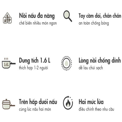 Nồi điện mini đa năng Bear 1.6L (kèm khay hấp) nồi lẩu điện mini, Anh Lam Store - Hàng chính hãng
