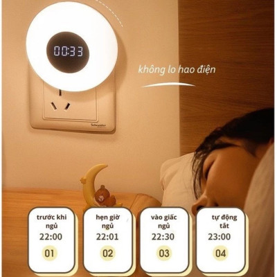 Đèn Ngủ Thông Minh, Điều Chỉnh Được Nhiều Cấp Độ Sáng, Có Đồng Hồ, Điều Khiển Từ Xa Bằng Remote