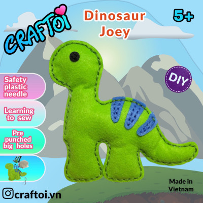 KIM NHỰA Bộ Thủ Công Trẻ Tự Làm Thú Bông 5+ DINOSAUR JOEY Craftoi Felt Sewing toy prepunched holes plastic needle