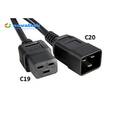 Dây nguồn C19 C20 cao cấp Novalink NV-56003A - 15A-220/250V. Lõi đồng 3Gx2.08mm - Hàng chính hãng