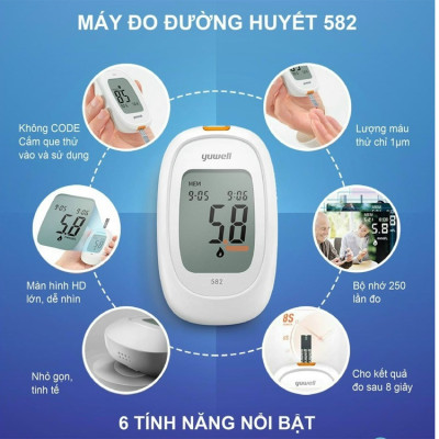  Click to view large image Máy đo đường huyết cao cấp Yuwell 582