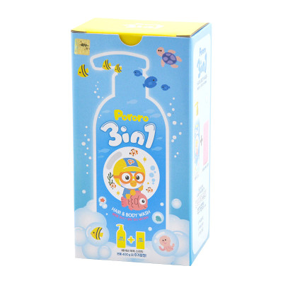 Sữa tắm gội xả 3-in-1 trẻ em tặng kèm bông tắm Pororo Hàn Quốc 400ml