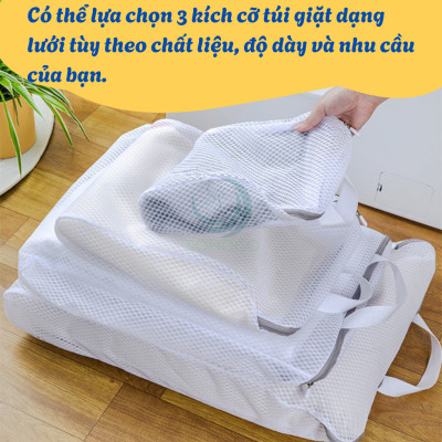 Túi giặt lưới chống biến dạng đồ 3 size– Dạng hộp có quai xách Túi lưới giặt đồ 3D cao cấp  Túi giặt vải lưới chống xù – Giữ phom quần áo Túi giặt bảo vệ đồ thời trang – Có tay cầm tiện lợi