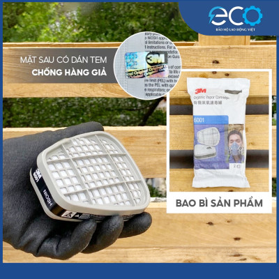 Mặt nạ phòng độc 3M 6100/ 6200 với phin lọc 6001 kết hợp tấm lọc bụi 5N11 cùng nắp giữ 501