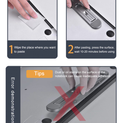 Giá đỡ laptop tản nhiệt dành cho máy tính macbook hợp kim nhôm dạng dán siêu gọn - Hàng chính hãng