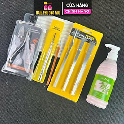 Combo Lấy Khóe 5 Món Tiện Lợi Làm Nail Mềm Da XINA, Bộ Dao Cắt Khóe, Cây Lấy Khóe Cán Gỗ, Cây Sủi Da, Kìm Cắt Khóe VINSALL Mũi Dài Sắc Bén Nữ Women