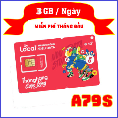 Local Mobifone A79S 90GB/ tháng,. Miễn phí tháng đầu sử dụng, RẺ 1 TT, Sim chưa kích hoạt. Hàng chính hãng