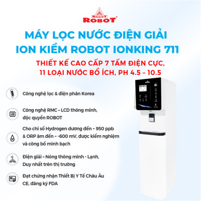 Máy Lọc Nước Điện Giải Ion Kiềm ROBOT iONKing 711 Chế Độ Nóng Nguội Lạnh - Hàng Chính Hãng