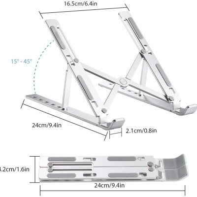 Giá đỡ Aluminum hợp kim nhôm cho Macbook laptop 10 inch đên 15.6 inch hiệu HOTCASE giúp tản nhiệt thiết kế nhôm nguyên khối - Hàng nhập khẩu