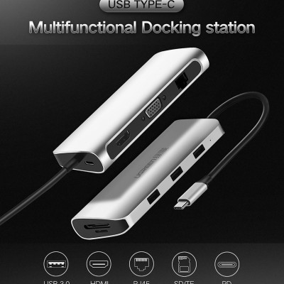 Hub USB C Multi HDMI 4K, Enthernet, USB 3.0, PD, TF, SD Ugreen CM179 40873 - Hàng Chính Hãng