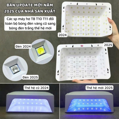 Máy Hơ T8 SNRQI Bản Mới 2025 LED TRẮNG 72W Làm Nail Nhanh Khô Sơn Gel, Bảo Hành 6 Tháng, Khoang Rộng Hơ 2 Tay Cùng Lúc, 4 Chế Độ Hơ Đệm Kê Tay 60 Bóng