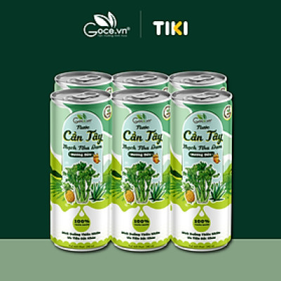 1 Lốc (6 Lon) - Nước cần tây thạch nha đam hương dứa Goce - 240ml