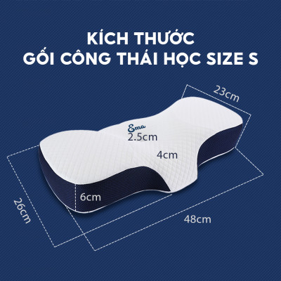 Gối cao su non công thái học chống đau vai ngáy, ngủ ngáy, hỗ trợ ngủ nhanh EMA- Thiết kế riêng biệt cho tư thế nằm ngửa và nằm nghiêng