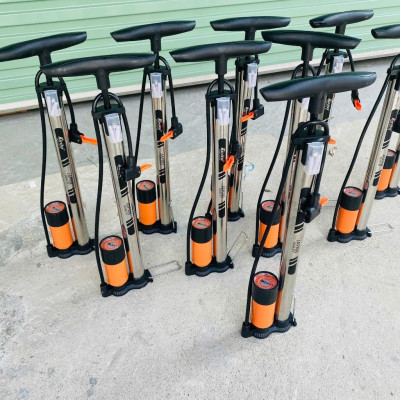 Bơm xe đạp, xe máy thân inox thương hiệu Kirito nhật bản có đầu bơm bóng, bơm đệm - Bơm inox Kirito