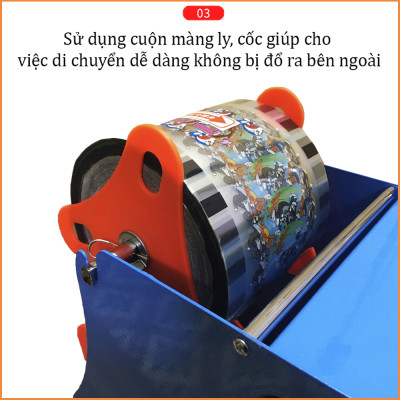 Máy Ép Miệng Ly ABG , Máy Dán Màng Cốc Trà Sữa, Hoa Qủa, Sinh Tố, Cà Phê IC ( Chưa Kèm Cuộn Màng) - 25 - Hàng Chính Hãng
