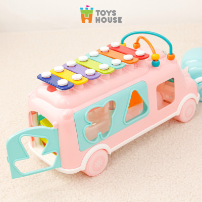 Đồ chơi ô tô thả hình khối kết hợp đàn gõ Xylophone giáo dục sớm cho bé Toyshouse HE8036