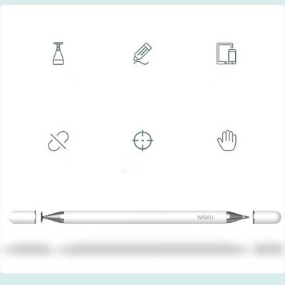 Bút cảm ứng stylus 2 đầu 2 in 1 hiệu WIWU Pencil One cho iPad Pro / iPhone / Android / màn hình cảm ứng các loại / Samsung Huawei Oppo Xiaomi Nokia (cảm ứng siêu mượt mà, dung lượng pin cao, thiết kế thời trang) - Hàng nhập khẩu