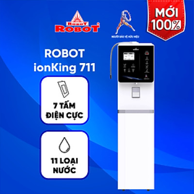 Máy Lọc Nước Điện Giải Ion Kiềm ROBOT IonKing 711 Chế Độ Nóng Nguội Lạnh 7 Tấm Điện Cực Titanium Phủ Platinum - Hàng Chính Hãng