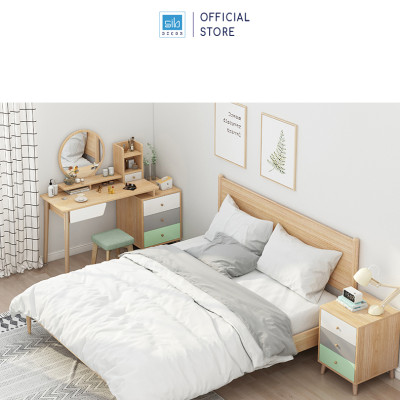 Bộ Bàn Phấn Trang Điểm Phong Cách Bắc Âu Với Chân Gỗ Hiện Đại SIB Decor BTD09 (Không Kèm Ghế)