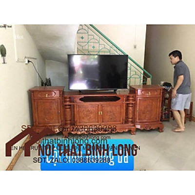 Kệ tivi cột nho gỗ hương đá