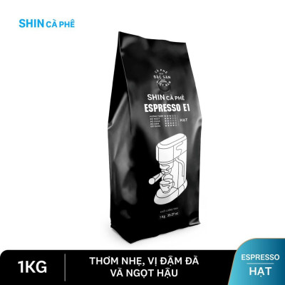 Cà phê Espresso E1 - SHIN Cà Phê - Cà phê pha máy - Gói 1kg