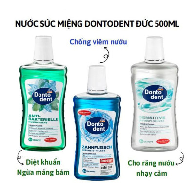 Nước súc miệng Dontodent Đức bảo vệ răng miệng, diệt khuẩn, hơi thở thơm mát 500ml
