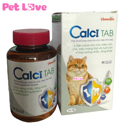 Hộp 50 viên Calci Tab Bổ Sung Canxi Cho Chó Mèo (Vemedim)