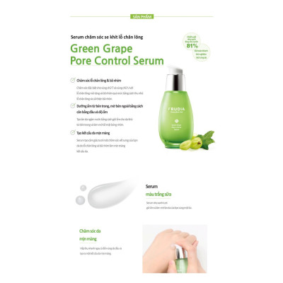 Serum Dưỡng Ẩm Se Khít Lỗ Chân Lông Chiết Xuất Nho Xanh Frudia Green Grape Pore Control Serum 50g