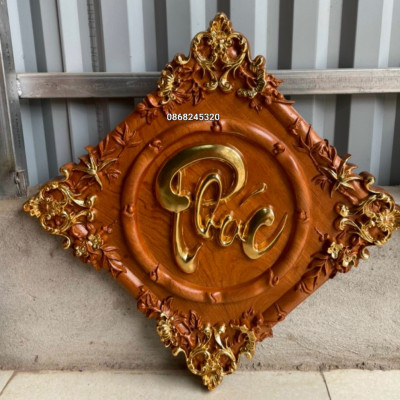 Bộ tranh chữ phúc lộc thọ viền tấm khắc đốt trúc tùng cúc trúc mai bằng gỗ hương đá kt 40×3.5cm đo chéo 55cm