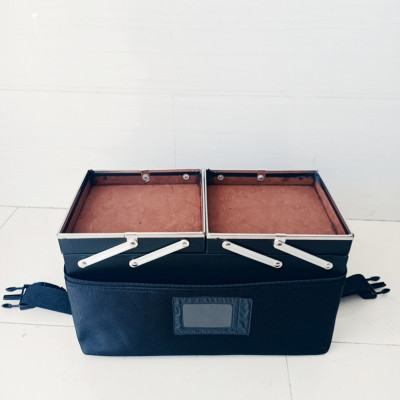 Hàng cao cấp - Cốp túi vải dày dặn bọc inox viền măm , có dây đeo đựng mỹ phẩm, nail, mi chuyên nghiệp tiện lợi size 40x20x22 cm 