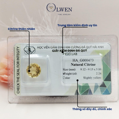 Viên đá thạch anh vàng ( citrine ) thiên nhiên  HA_G000473