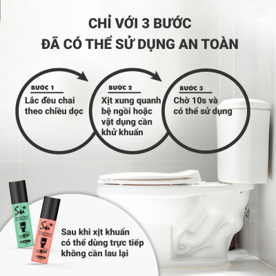 Combo Xịt khử khuẩn bệ ngồi bồn cầu Su Star, loại bỏ 99.999% vi khuẩn trong 10 giây 50ml