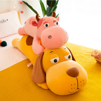 Bộ ba thú nhồi bông mắt lồi cute - Size từ 70cm đến 1m2- Quà tặng gấu bông trâu hồng, chó, khủng long xanh dễ thương - Gối ôm mềm mịn cho bé.