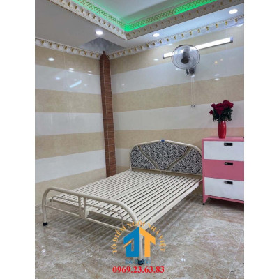 Giường sắt giá rẻ nhiều kích thước màu kem (0,8cm x 2m , 1mx2m , 1m2x2m , 1m4x2m , 1m6x2m , 1m8x2m ) - TÂN HÒA PHÁT