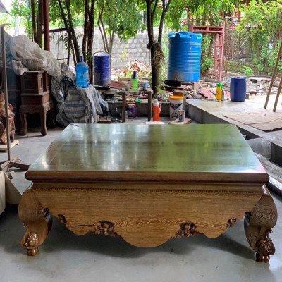 Sập Đại Chân Quỳ Dạ Cá Trơn Gỗ Mun Đuôi Công