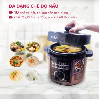  Nồi áp suất điện đa năng SEKA SK5858 dung tích 6L công suất 1000W Lòng nồi chống dính hàng chính hãng
