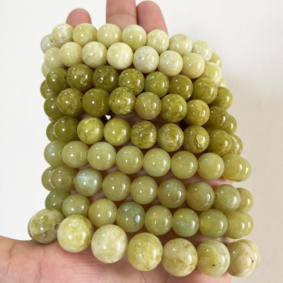 Vòng tay chuỗi hạt ngọc thật màu vàng chanh cho người mệnh Thủy và Kim hột 10 li (1cm)
