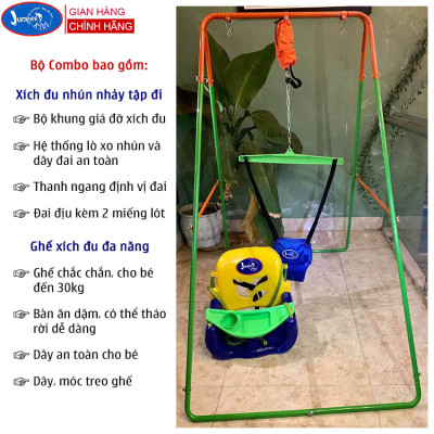 Combo Xích Đu Nhún Nhảy Tập Đi Cho Bé JUMPER KIDS JPKG102 Cao Cấp Có Thêm Chân Ngang Và Ghế Xích Đu Tích Hợp Bàn Ăn Dặm
