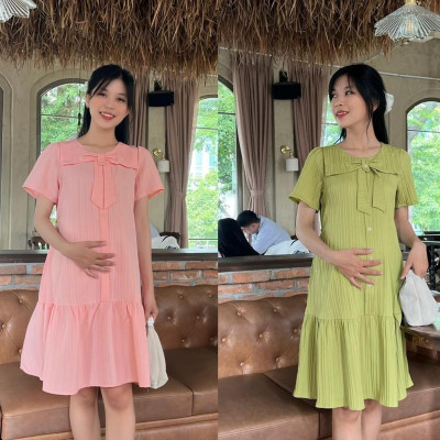 Đầm bầu đũi gân cổ sen thuỷ thủ phom suông đuôi cá bầu diện thoải mái