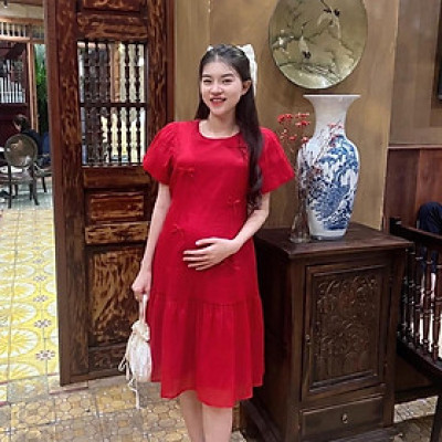 Đầm bầu tơ phom đuôi cá đính nơ dễ thương, trẻ trung diện đi làm, đi chơi, đi tiệc Nữ Women Nữ Women