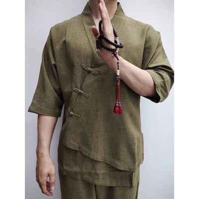 ĐỒ LAM ĐI CHÙA Set Nam Cao Cấp  Vạt Xéo