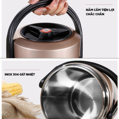Hộp cơm văn phòng giữ nhiệt 3 tầng Inox 304 cao cấp , giữ nhiệt lâu 6 - 8 tiếng - Hàng chính hãng