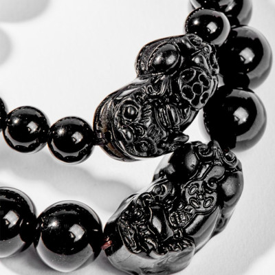 Cặp Vòng Tay Phong Thủy Nam & Nữ Đá Obsidian (8mm, 12mm) mệnh Thủy, Mộc Ngọc Quý Gemstones