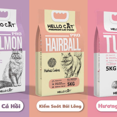 Thức Ăn Cho Mèo Vị Cá Hồi Hello Cat Salmon Bao Xá 5kg